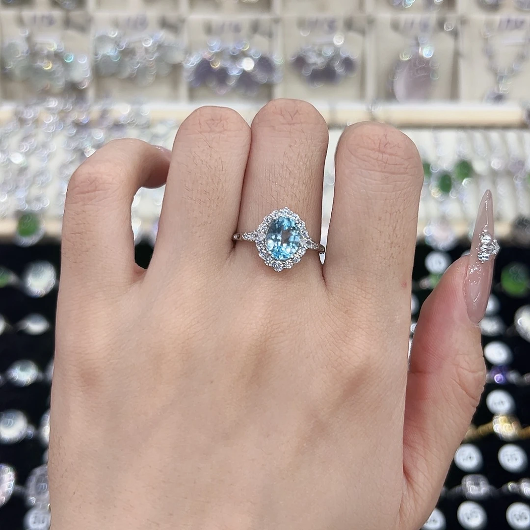 托帕石戒指银S925镶嵌