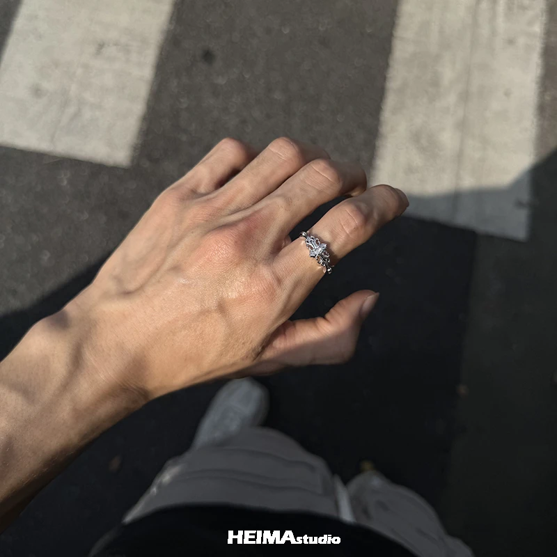 925银戒指 原创莫桑钻十字花系列男士纯银小众高级感轻奢食指戒子