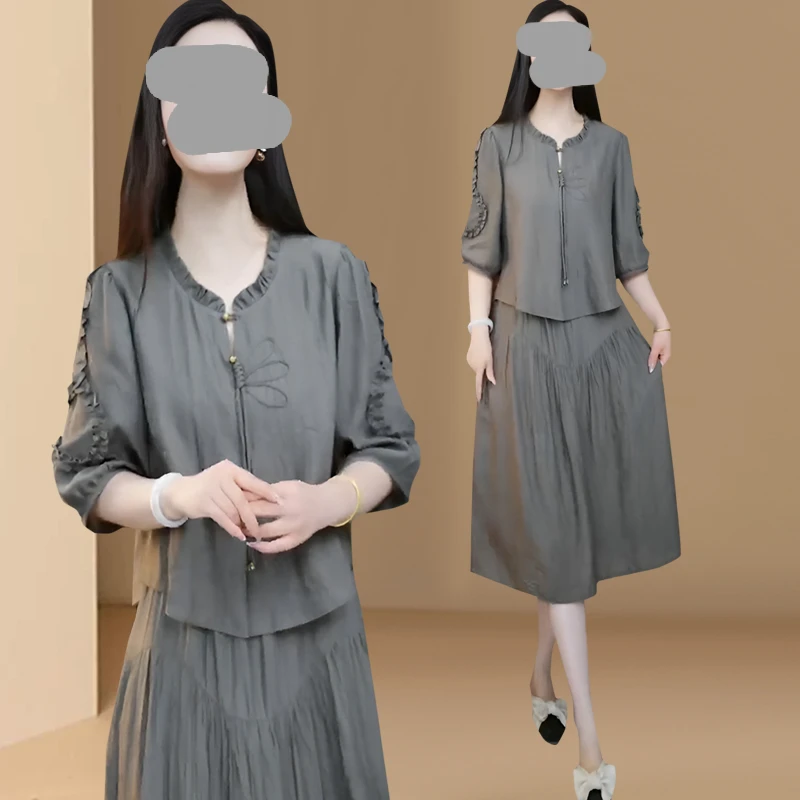 设计感时尚气质连衣裙女2025年夏季新款假两件高端精致中长款裙子