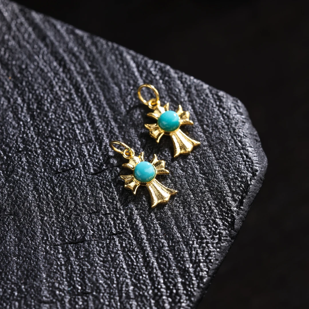 【举石严选】H0718-3793-16绿松石吊坠18k（一件/多样性发/约2mm）R