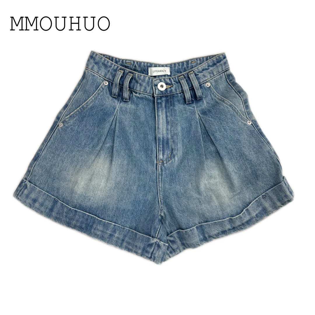 深圳MMOUHUO新款显瘦高腰牛仔短裤