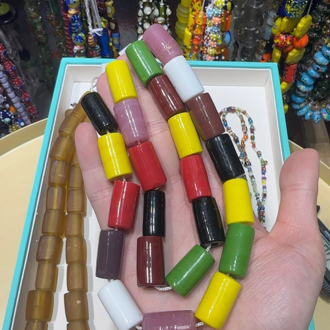 琉璃非金属混色圆管琉璃珠