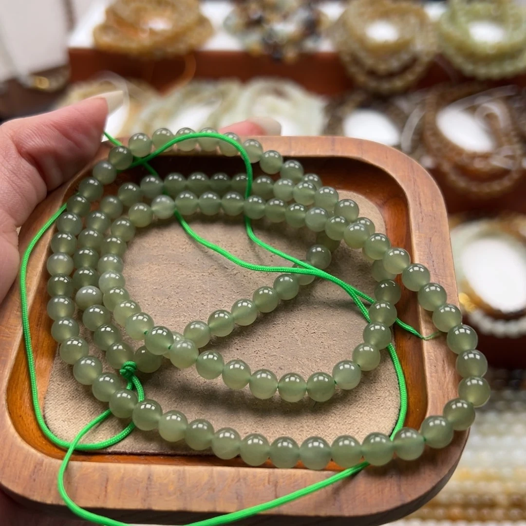 毛衣链未镶嵌和田玉珠串6mm