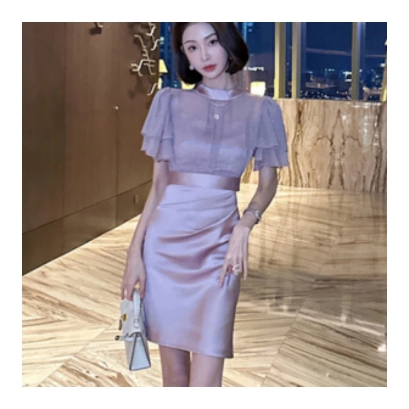 优雅气质可拆卸罩衫吊带连衣裙小香风套装  JYFAMX240 328110