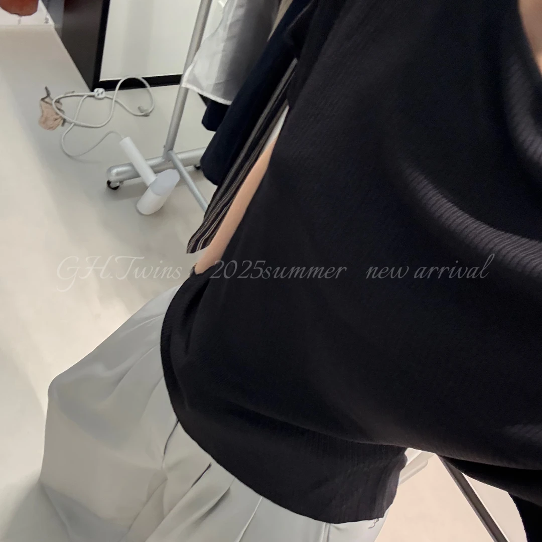 夏季新款韩系简约慵懒风百搭斜肩V领上衣