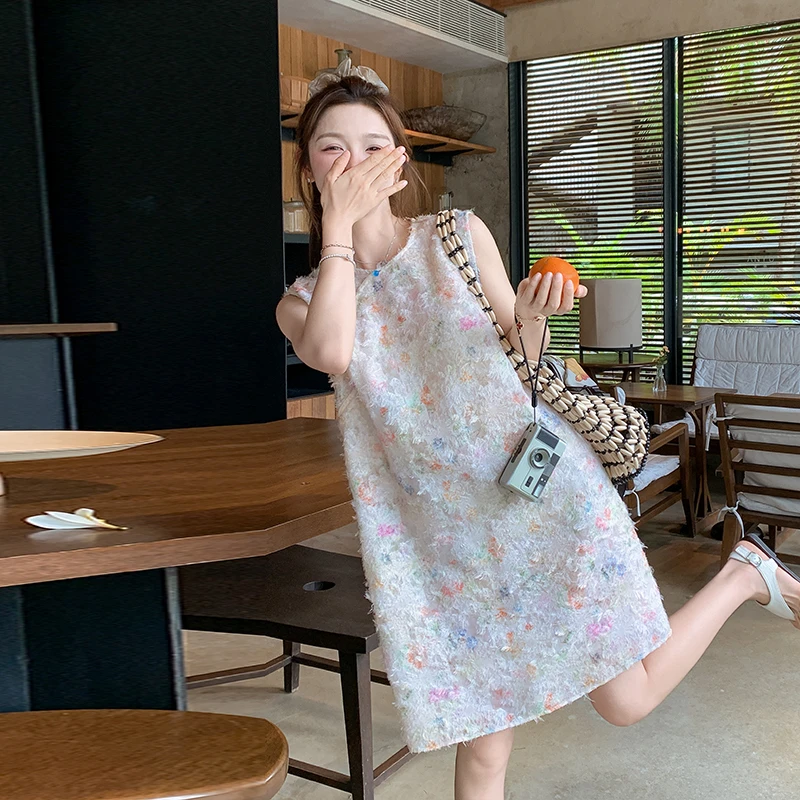 流苏无袖背心连衣裙女夏今年流行超火独特绝美减龄气质小个子裙子