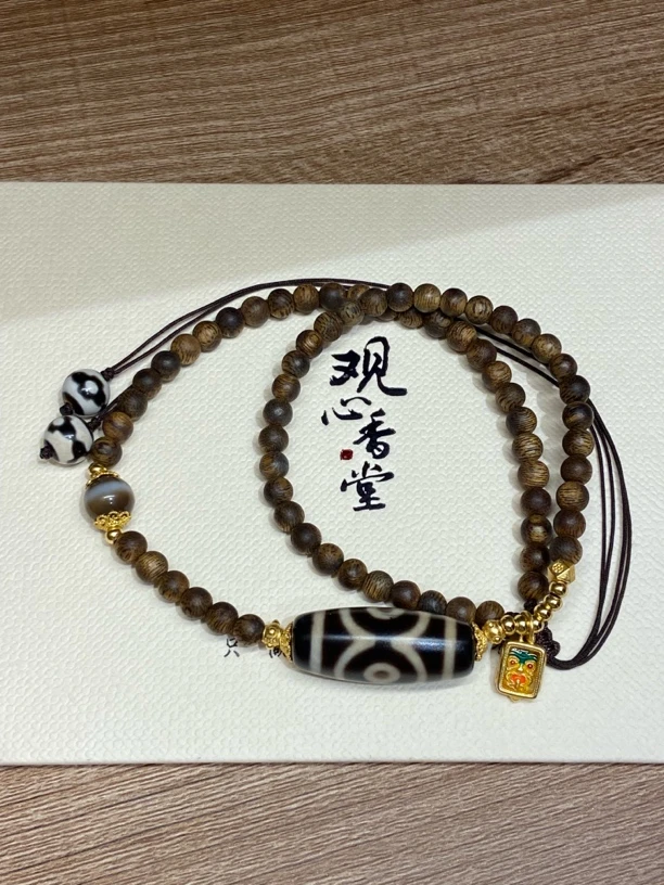 玛瑙沉香老料糖结5mm吊坠设计款