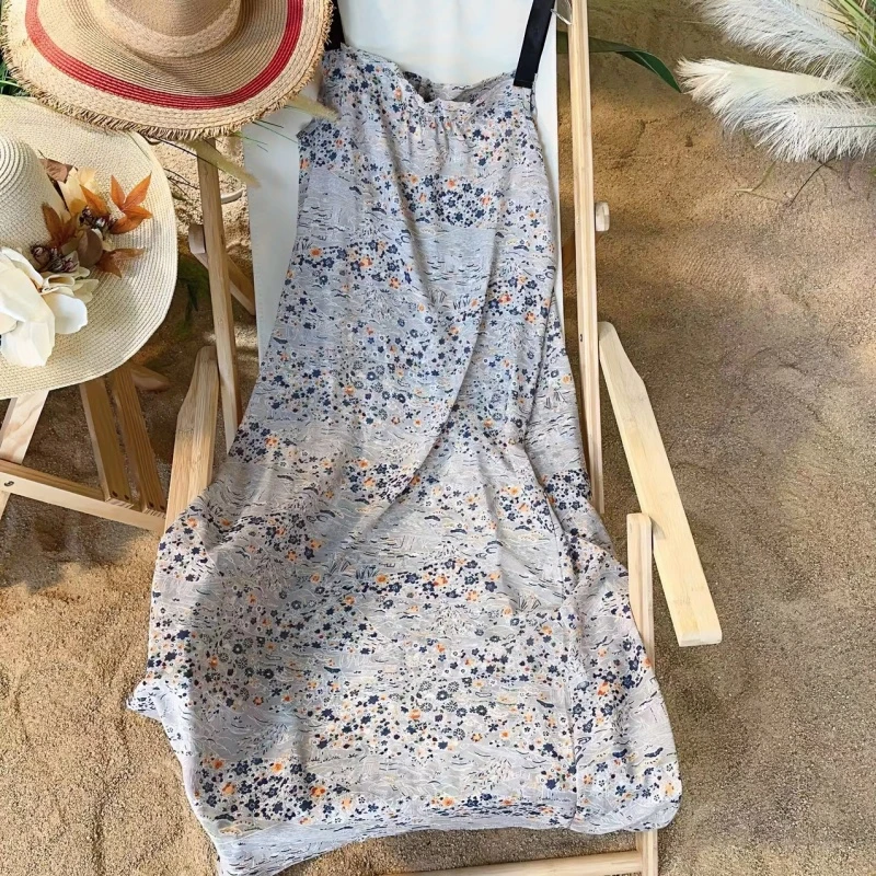气质高级感女装夏天裙子连衣裙无袖吊带裙印花长裙海边度假沙滩裙