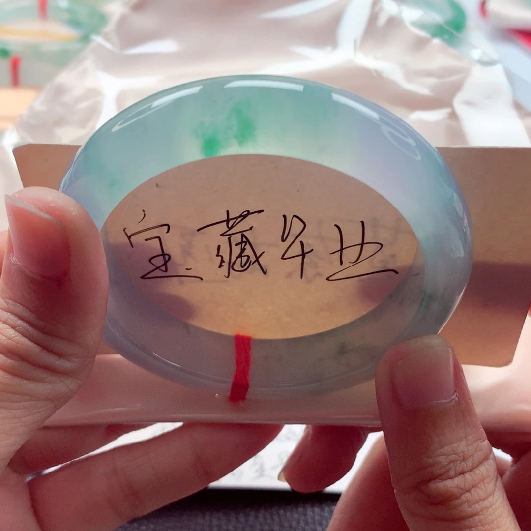 翡翠未镶嵌手镯54.2起光冰紫莫奈花园绝美毕业A