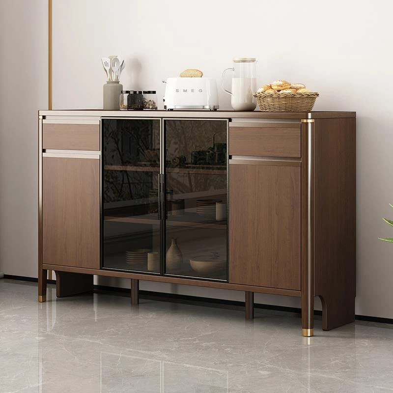 新中式实木餐边柜客厅茶水柜现代简约储物柜收纳柜一体靠墙储柜