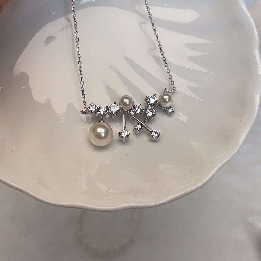 银S925镶嵌项链海水珍珠