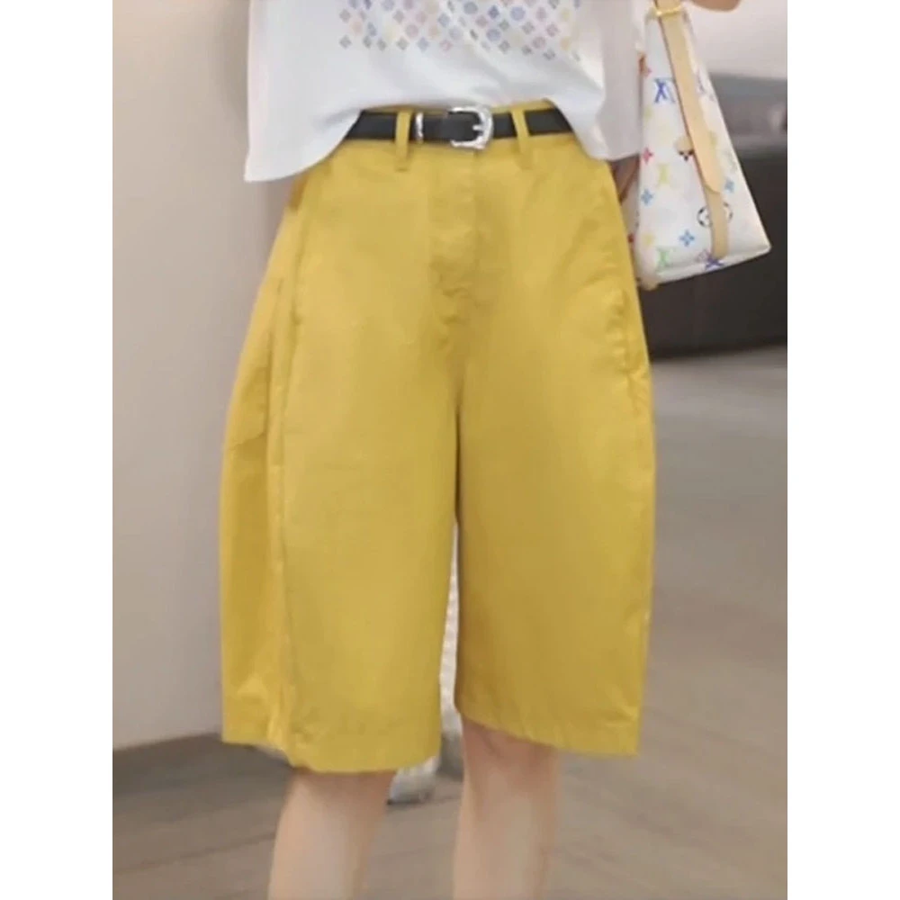 休闲时尚五分花苞裤子女2025夏季新款小个子设计感显瘦百搭工装裤