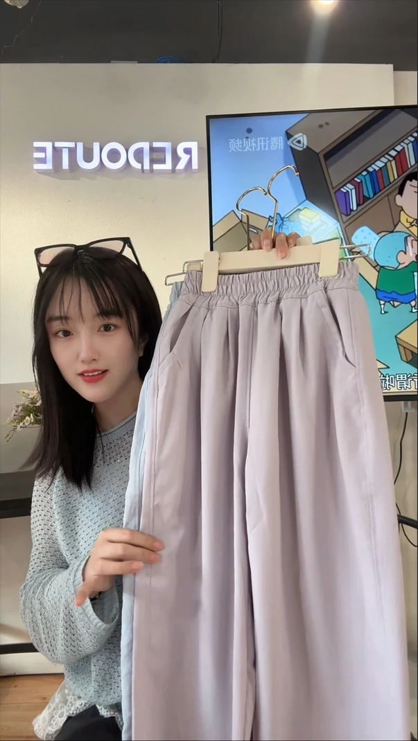 女童夏款直筒裤奶芙裤直筒裤慵懒风高腰薄款