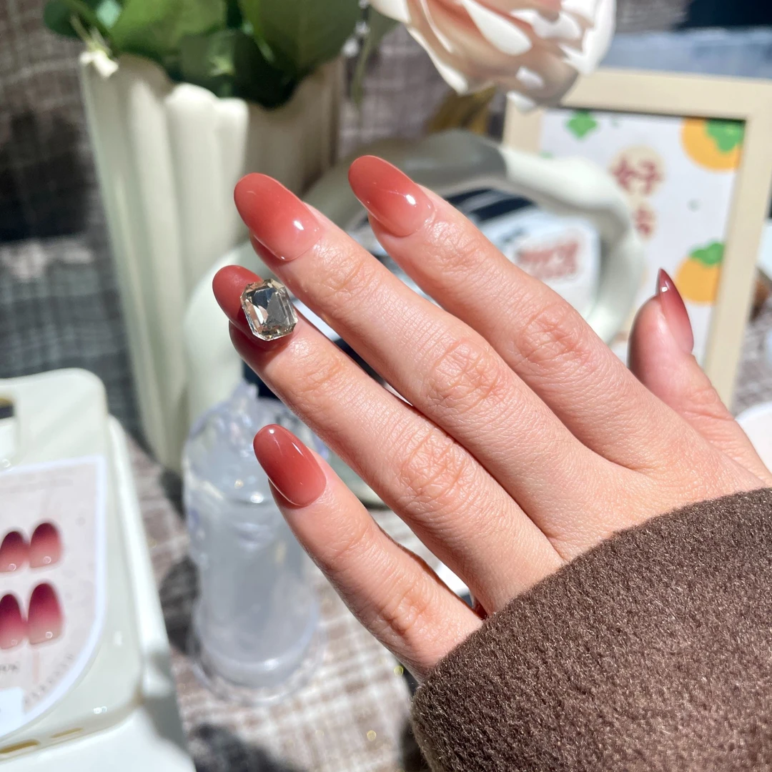 【焦糖玫瑰】纯手工穿戴甲焦糖色烟熏色