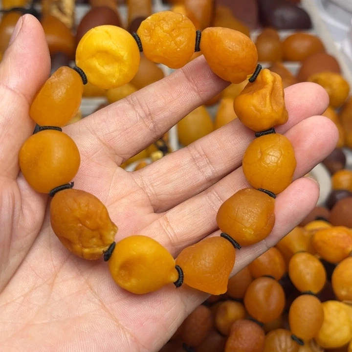 琥珀未镶嵌裸石天然蜜蜡手串