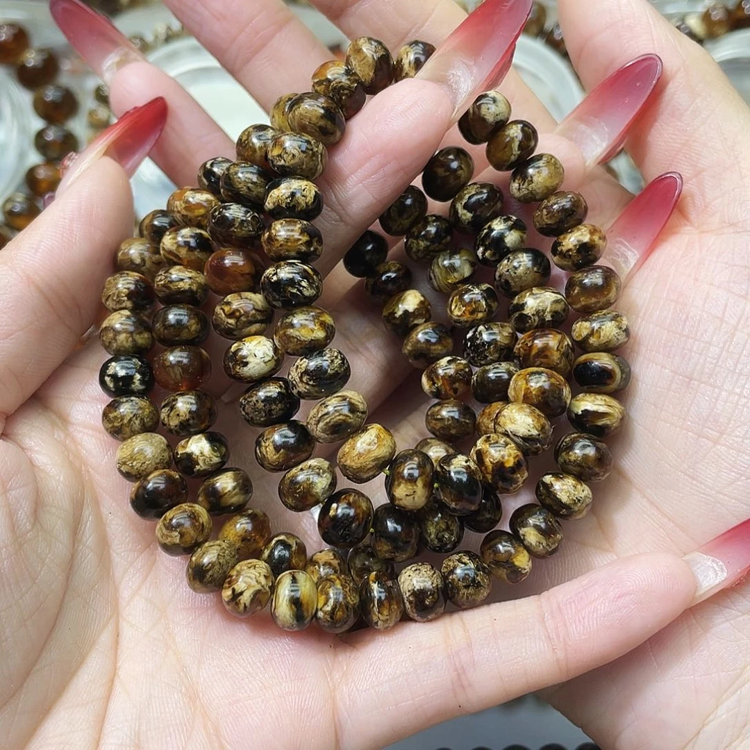 月***圆琥珀未镶嵌裸石8花珀