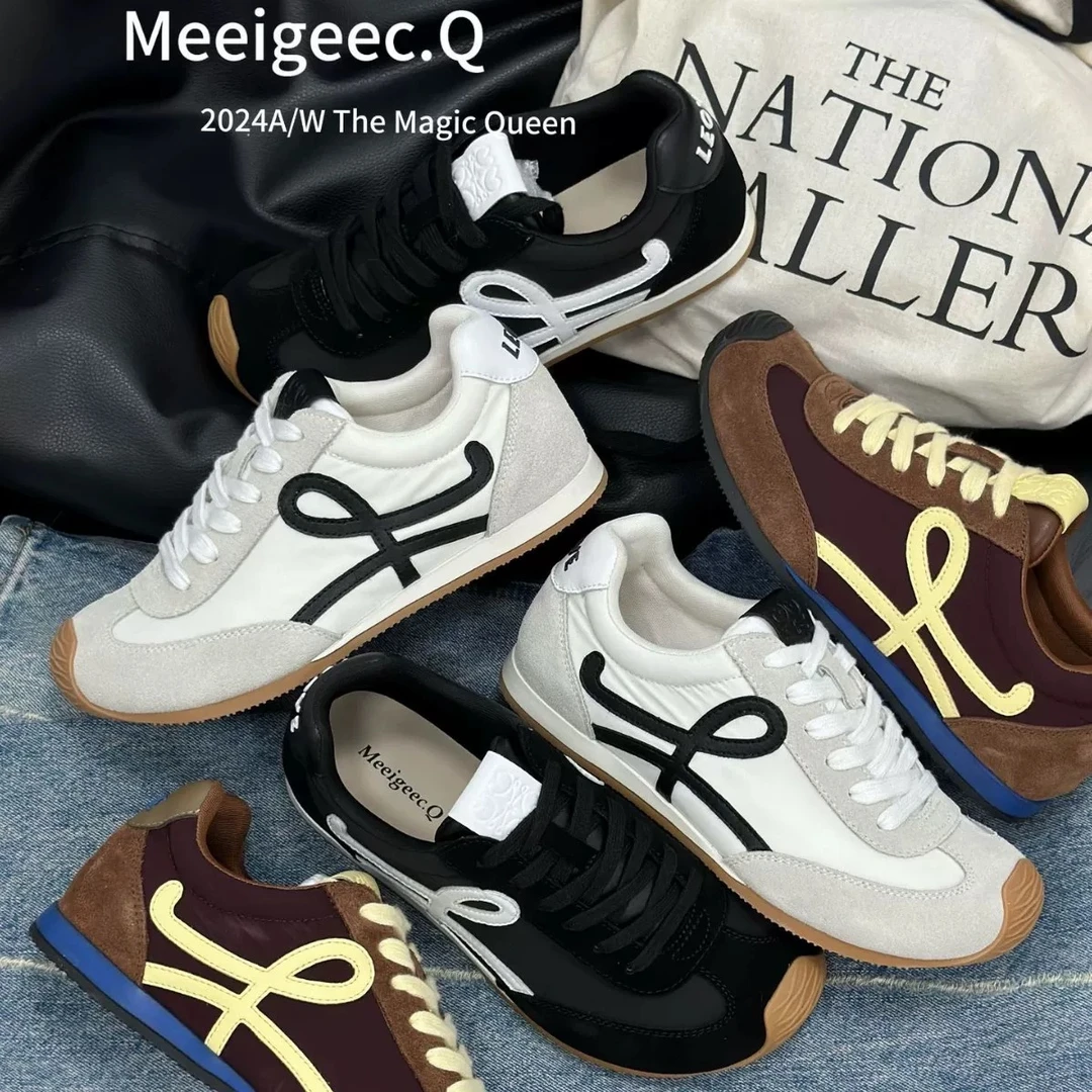 2025年春季新款百搭休闲运动德训鞋复古时尚百搭阿甘轻便华夫鞋