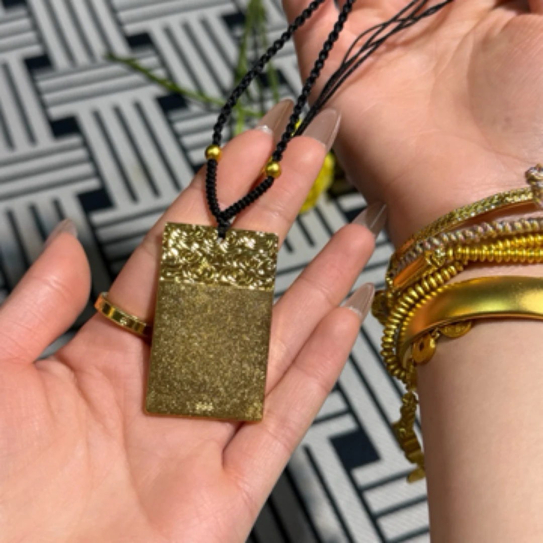 黄铜吊坠 无事牌吊坠饰品金色挂坠项链男女款古法传承工艺打造