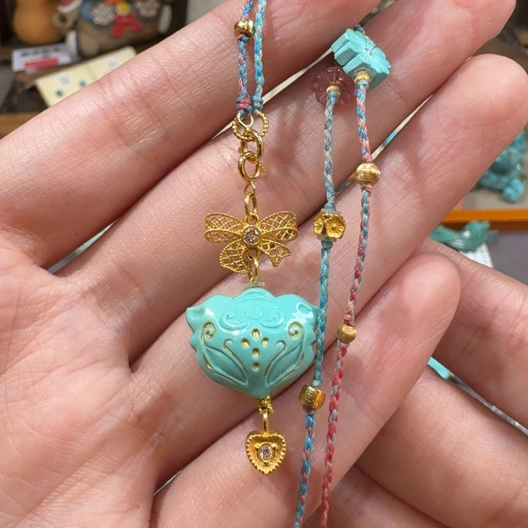 绿松石18K金镶嵌项链凤九