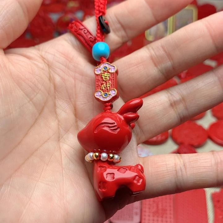 天然辰砂工艺品朱砂包包挂