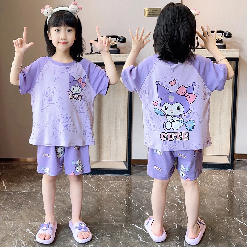 儿童夏季短袖睡衣2025女童新款纯棉套装中大童女孩洋气卡通家居服