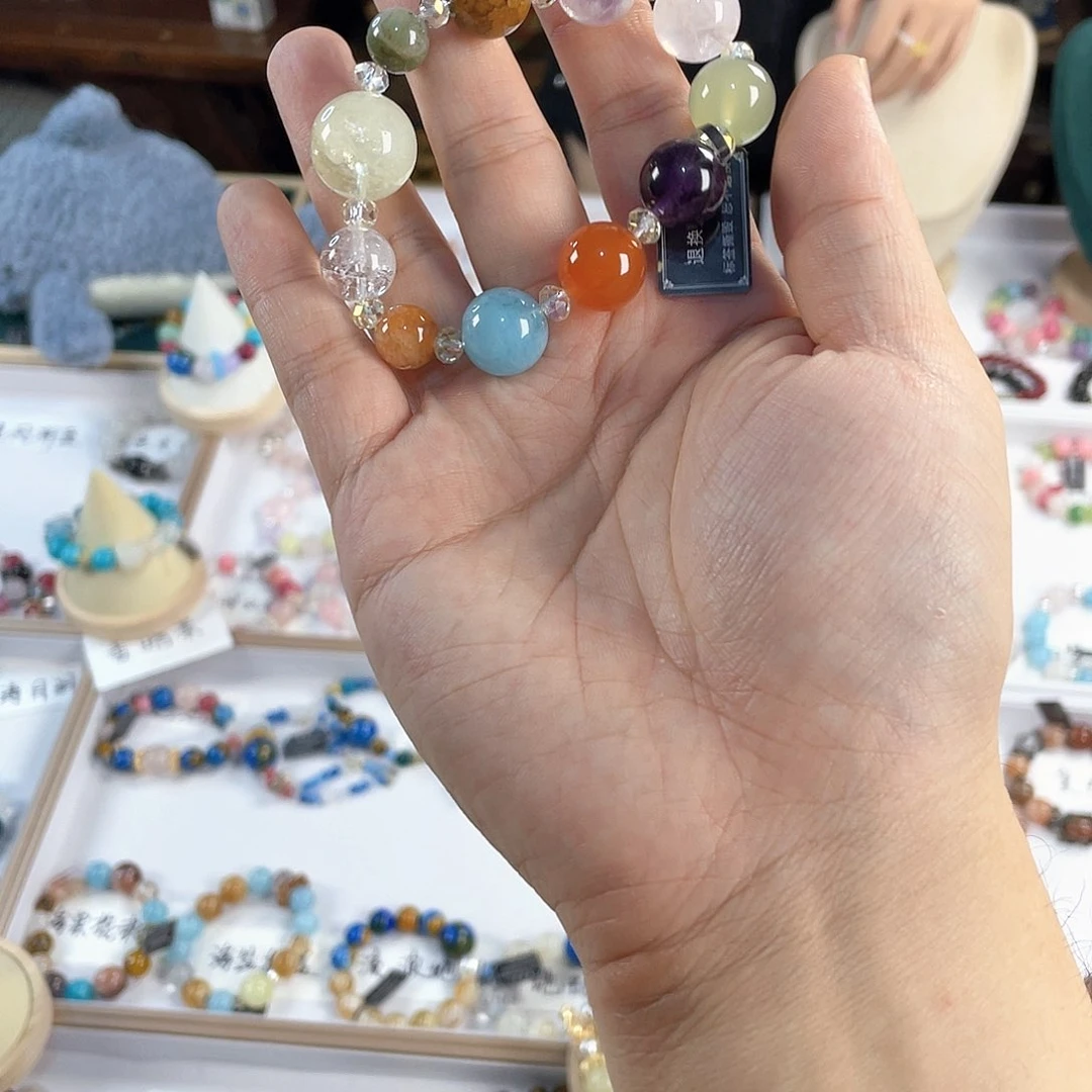 水晶手链银S925镀金镶嵌