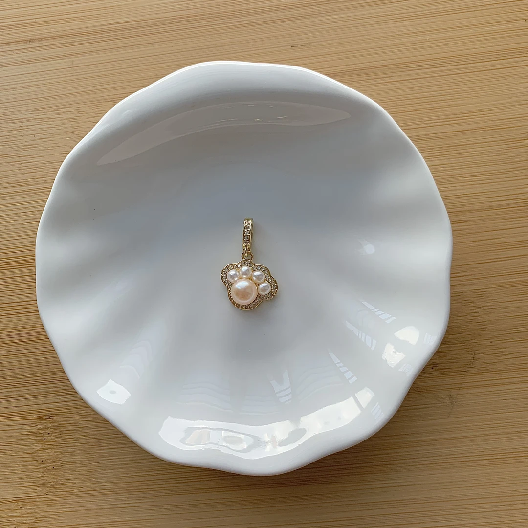 668 精品猫爪万能扣珍珠吊坠 精致百搭 天然可刮粉 单坠不含链