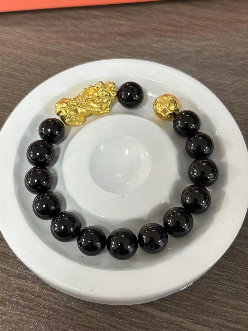 【足金999】卡10转运珠+黄金貔貅