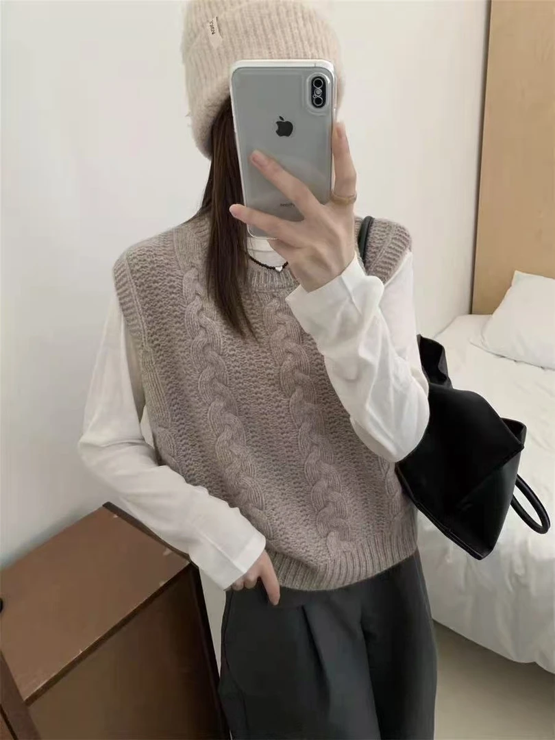 “高货圆领麻花”复古韩系背心百搭经典～