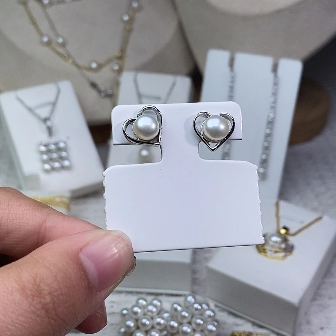 耳饰银S925镶嵌淡水珍珠
