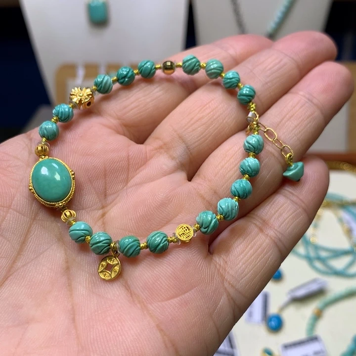 绿松石18K金镶嵌手链