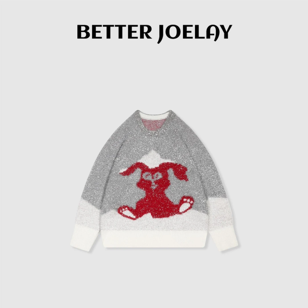 BETTERJOELAY -【松间露冷】绵羊毛时尚圆领套头毛衣休闲风LL6636