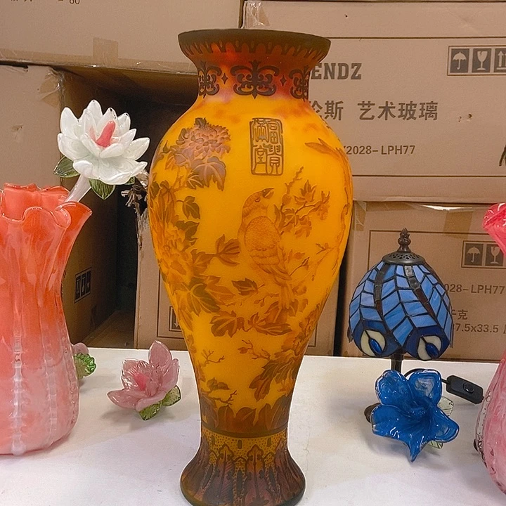 琉璃琉璃花瓶高52口15