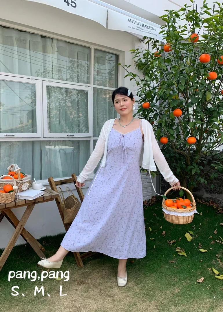 胖胖家新款吊带裙紫色