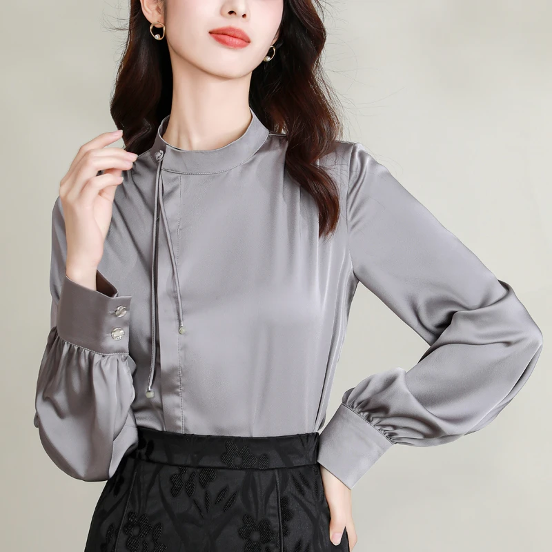 新中式国风长袖衬衫女士春装新款日常通勤改良汉服配马面裙的上衣