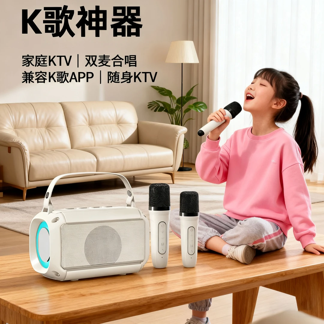 唱歌话筒音响一体机便携双麦全景环绕高音质K歌专用户外家用神器