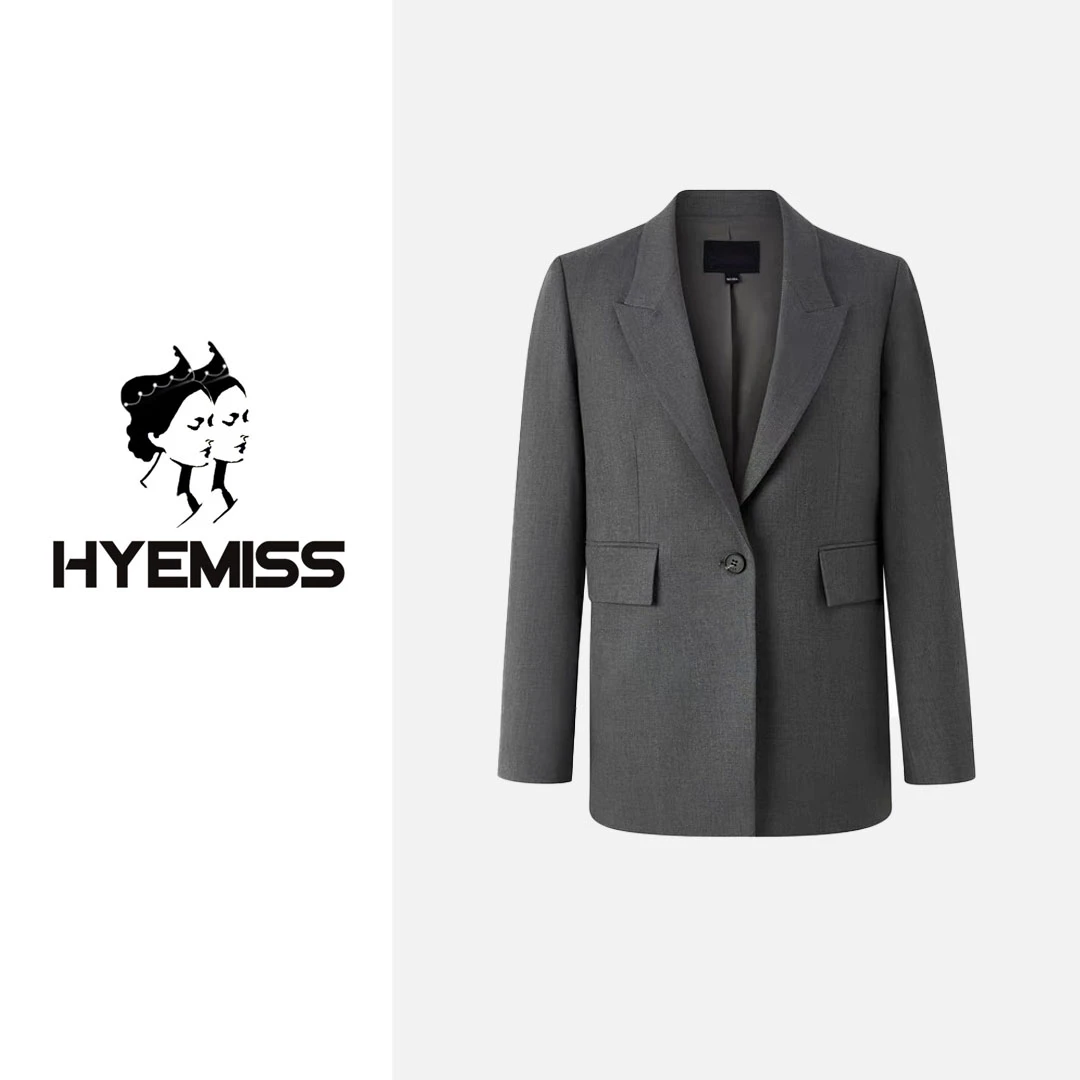 无品牌JKF1202A春季新款绵羊毛粘纤一粒扣轻奢简约百搭商务西装