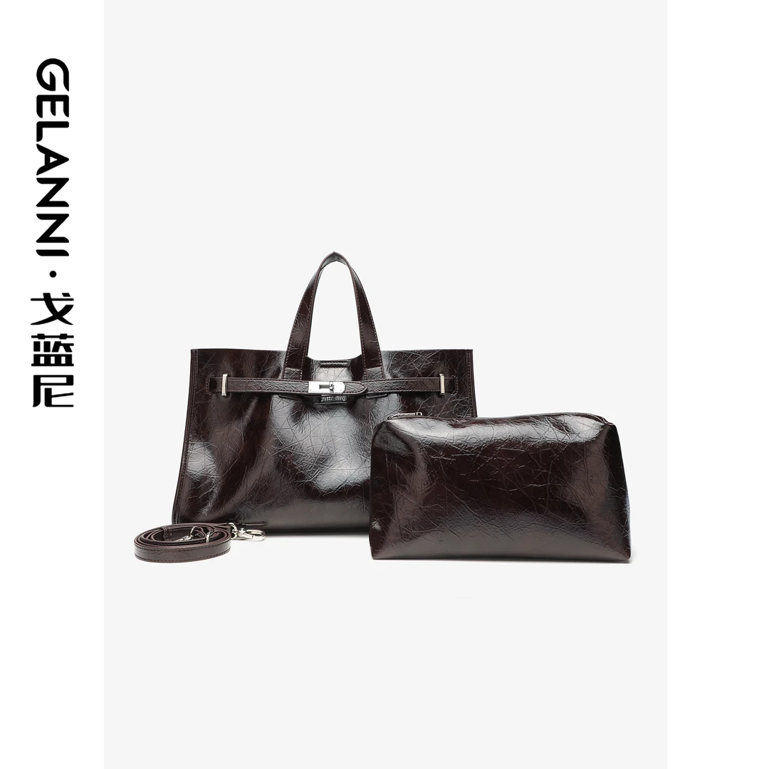 爆裂纹松弛百搭凯莉包GLN241142P深咖