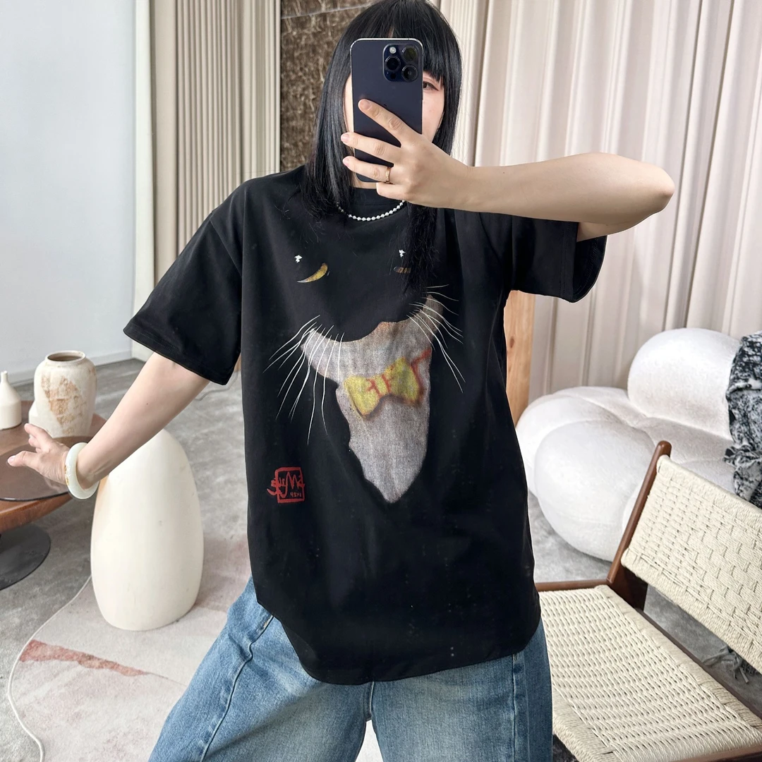 infobyfive2025夏季新款大猫咪短袖圆领T恤NF0503073