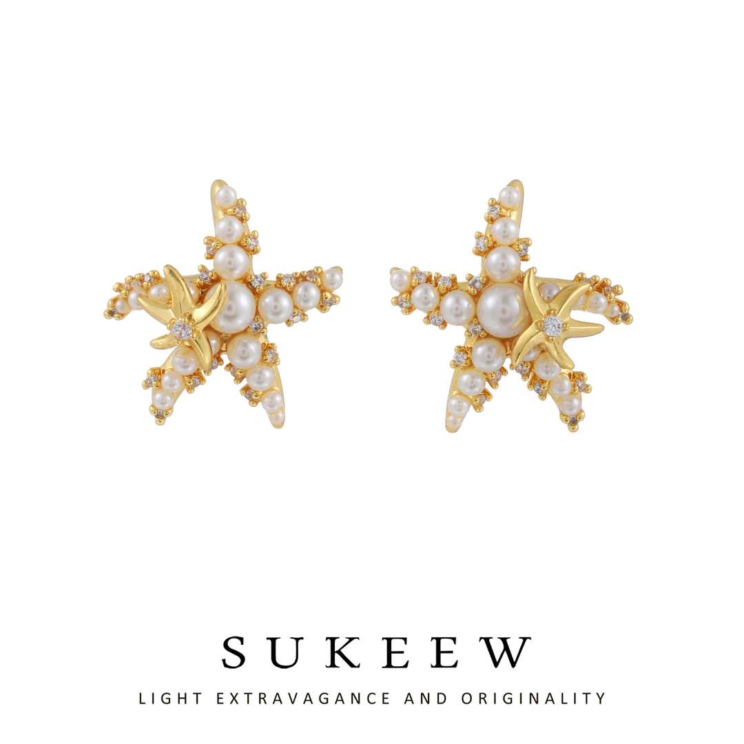 SUKEEW/酥可 镀k金 气质时尚海星百搭耳环255201
