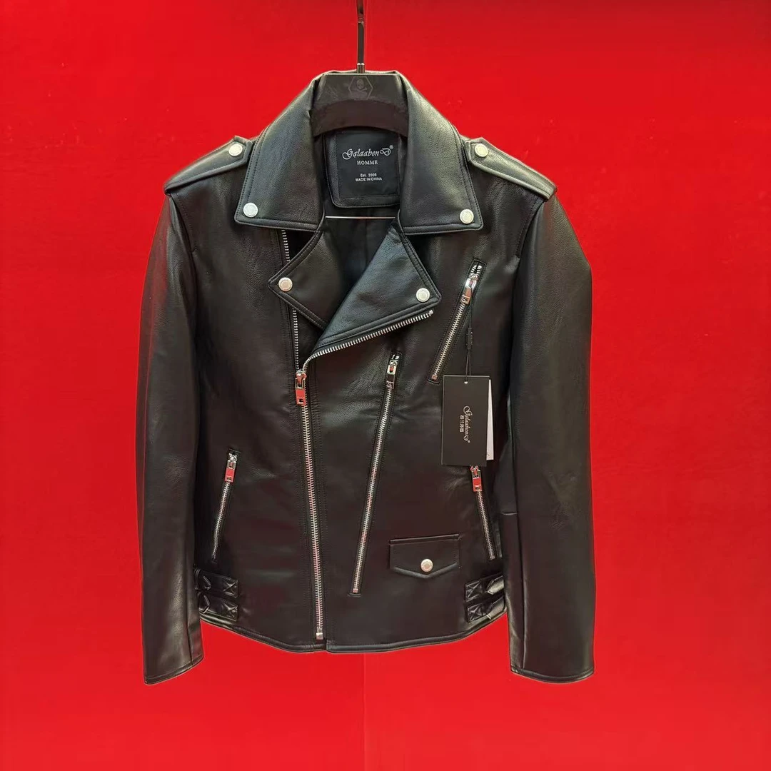 法拉盾25新款潮流秋季短款机车外套男多拉链百搭翻领皮衣夹克