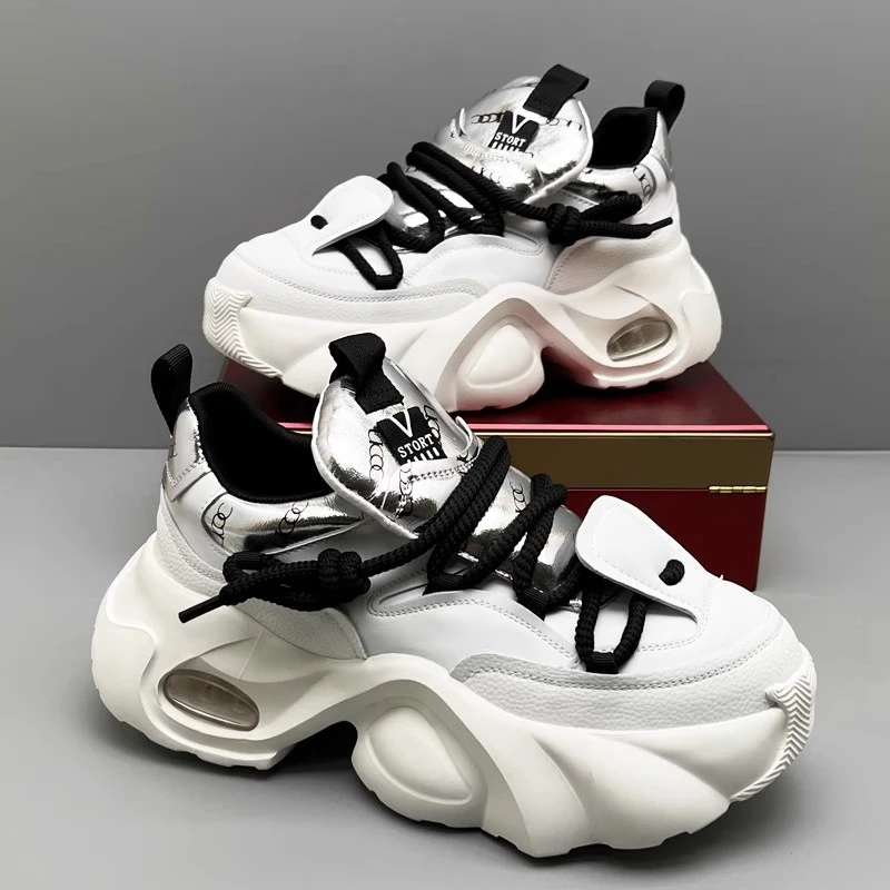 玛古芭潮流轻奢老爹鞋男个性痞帅休闲鞋厚底增高拼色百搭舒适男鞋