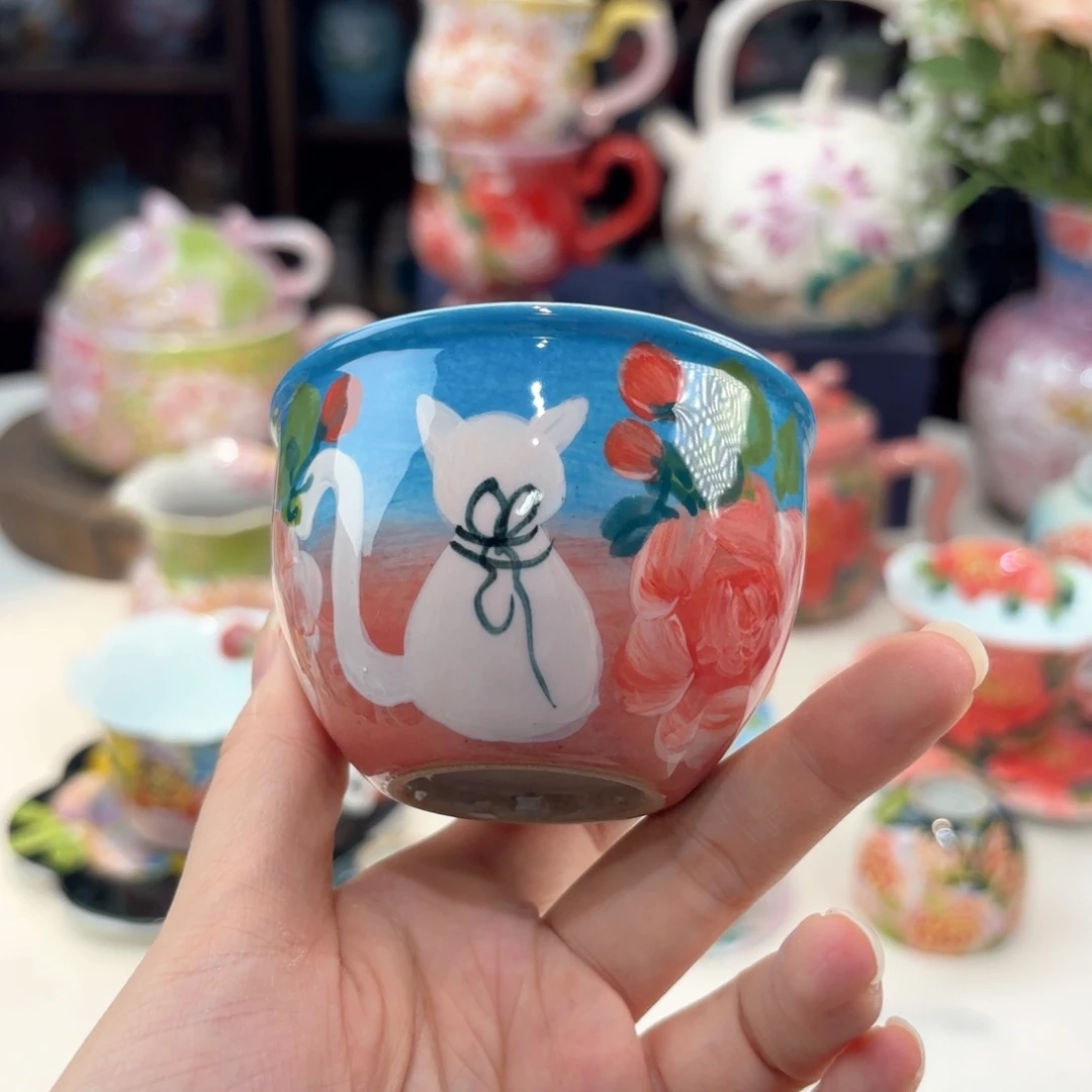 景德镇手绘高温釉下彩陶瓷茶具