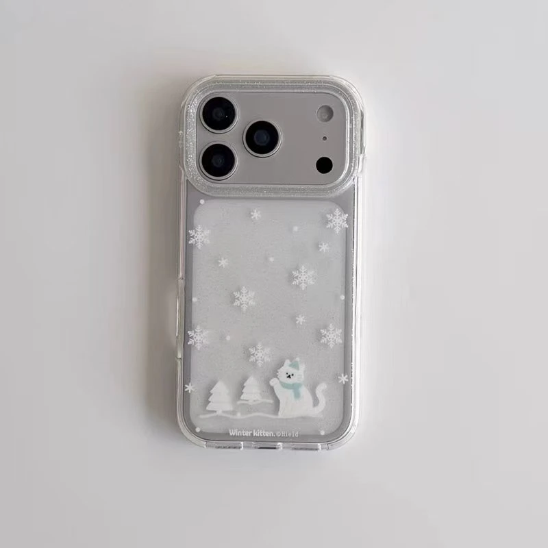 奥菲顿雪花猫咪适用苹果17Pro透明闪粉手机壳华为vivo小米17oppo
