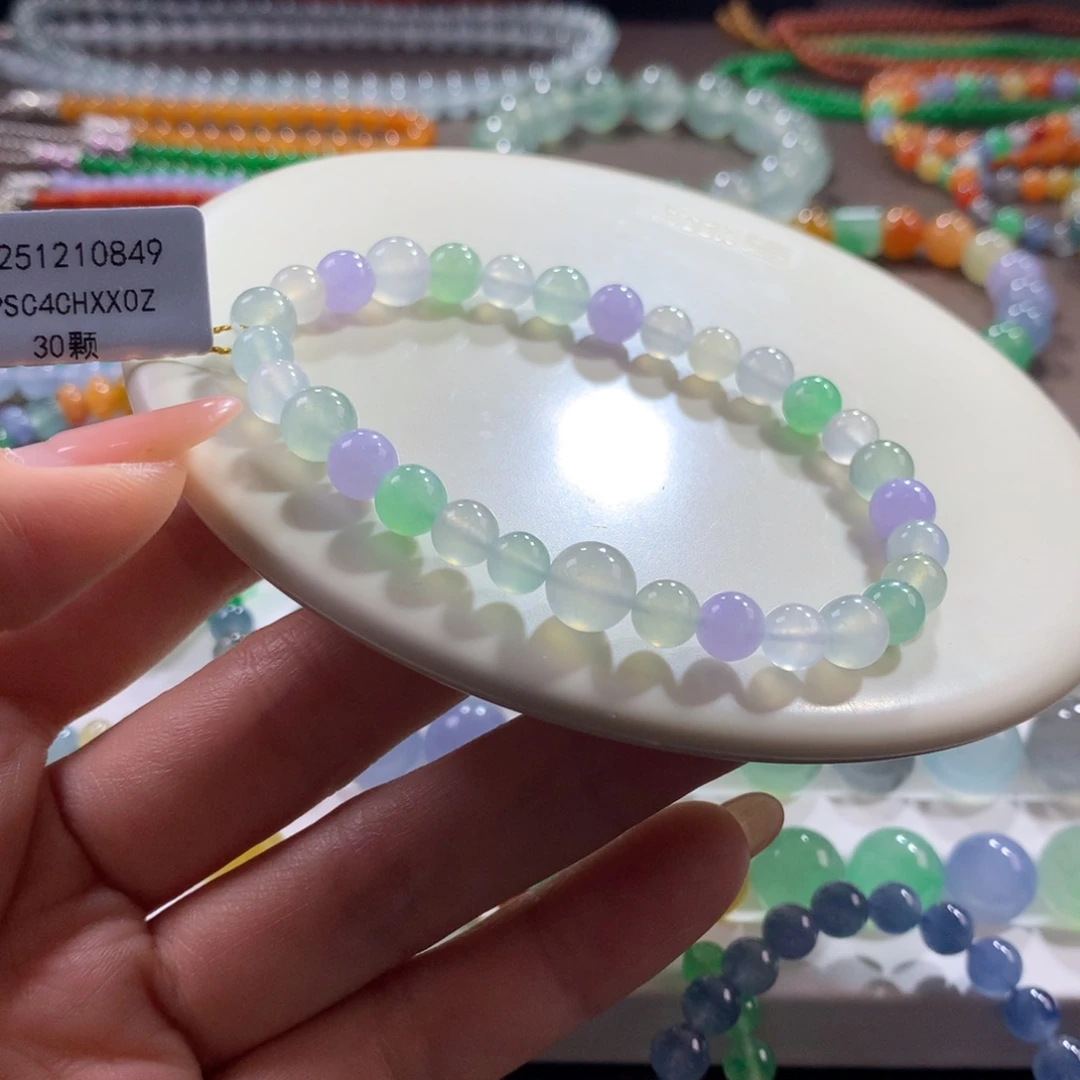 翡翠未镶嵌手链！性价比！冰透幻彩卡5.5-7.8