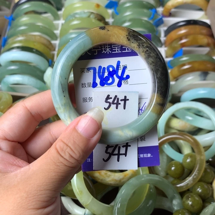未镶嵌蛇纹石玉手镯7484