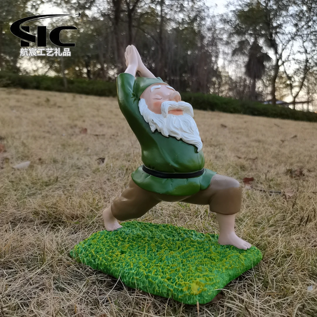 花园庭院装饰摆件户外小矮人精灵瑜伽地精树脂工艺品摆件