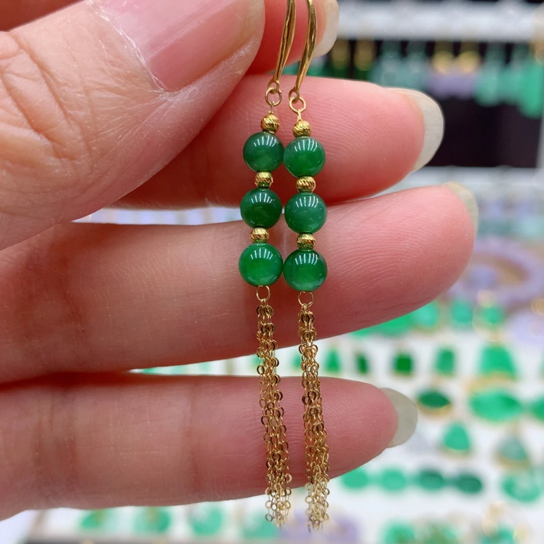 翡翠18K金镶嵌耳饰