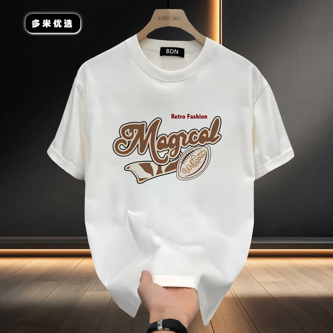 2025夏季新款纯棉短袖男士国潮设计图圆领宽松百搭半袖体恤上衣男