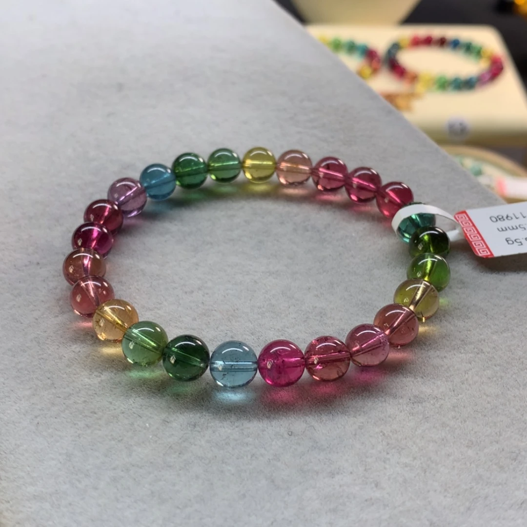 【闪购商品】未镶嵌手链碧玺艳丽色标单圈7.5